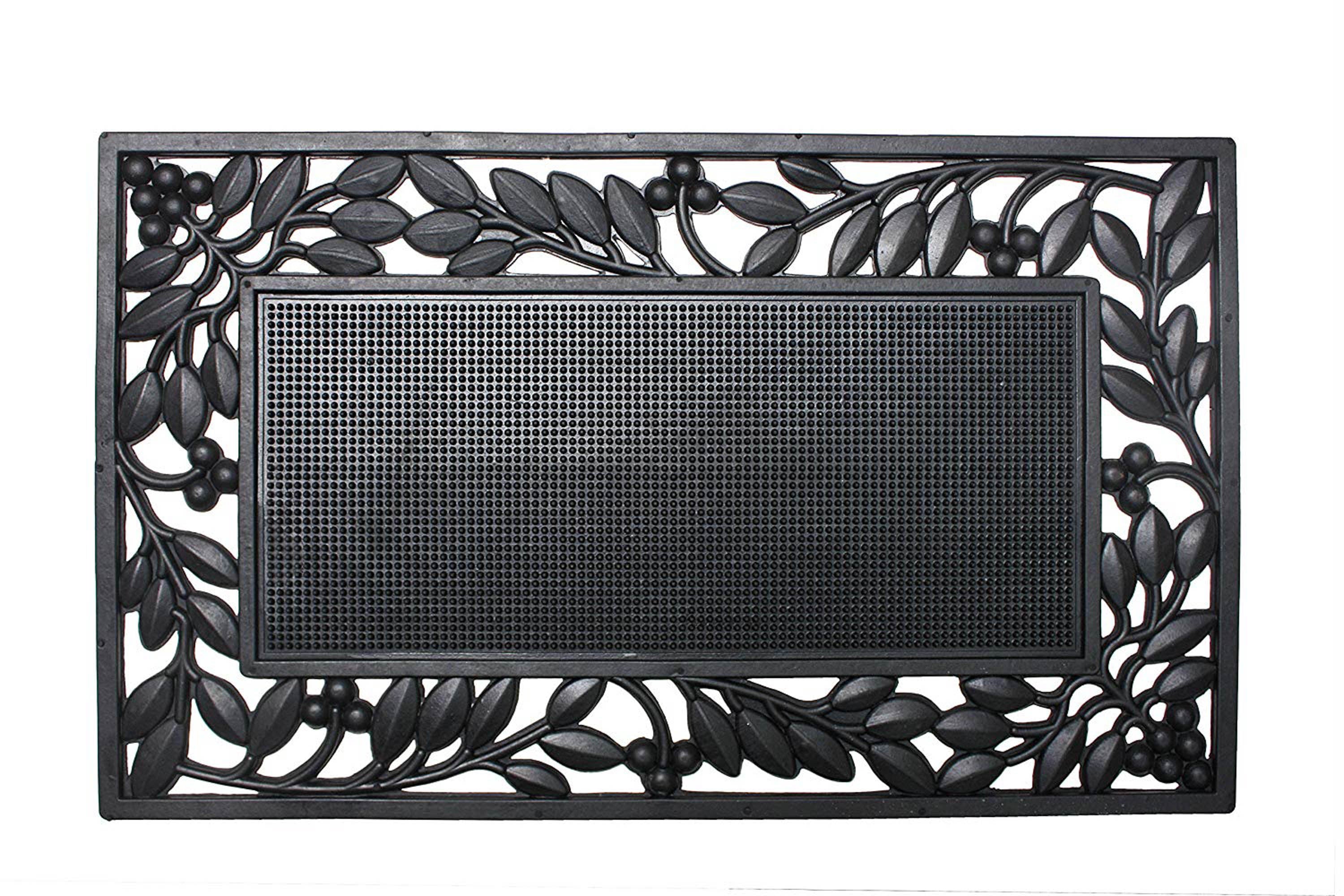 J&M Leaf Border Rubber Doormat 18X30