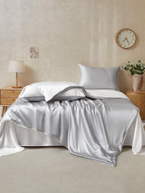 [LightGray+White] SilkSilky  25Momme Bedding Set 002
