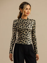 [Leopard] SilkSilky  Long Sleeve Women's T-Shirt 001