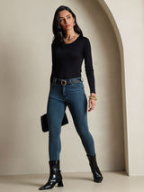 [Black] SilkSilky  Long Sleeve Round Neck Women's T-Shirt 007