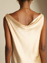 [Champagne] SilkSilky  Sleeveless Cowl Neck Dress 004