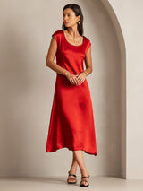 [Wine] SilkSilky  Cap Sleeve Dress 001