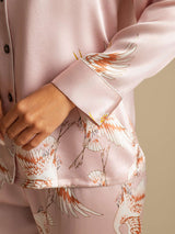 [Pink] SilkSilky  Long Sleeve Lapel Collar Women's Pajamas 005