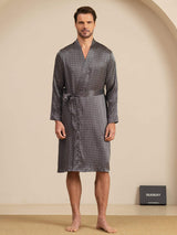 [Black Ginkgo] SilkSilky  Long Sleeve Men's Robe 007