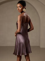 [Purple Gray] SilkSilky  Spaghetti Strap V Neck Dress 002