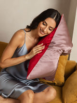 [MauveOrchid+Wine] SilkSilky  Pillowcase 002