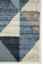 HomeRoots Heat-Set Polypropelene 5’ x 8’ Blue Beige Nested Diamonds Modern Area Rug