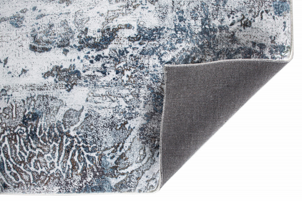 HomeRoots Grey/Blue Polyester 8’ x 10’ Gray Blue Abstract Galaxy Area Rug