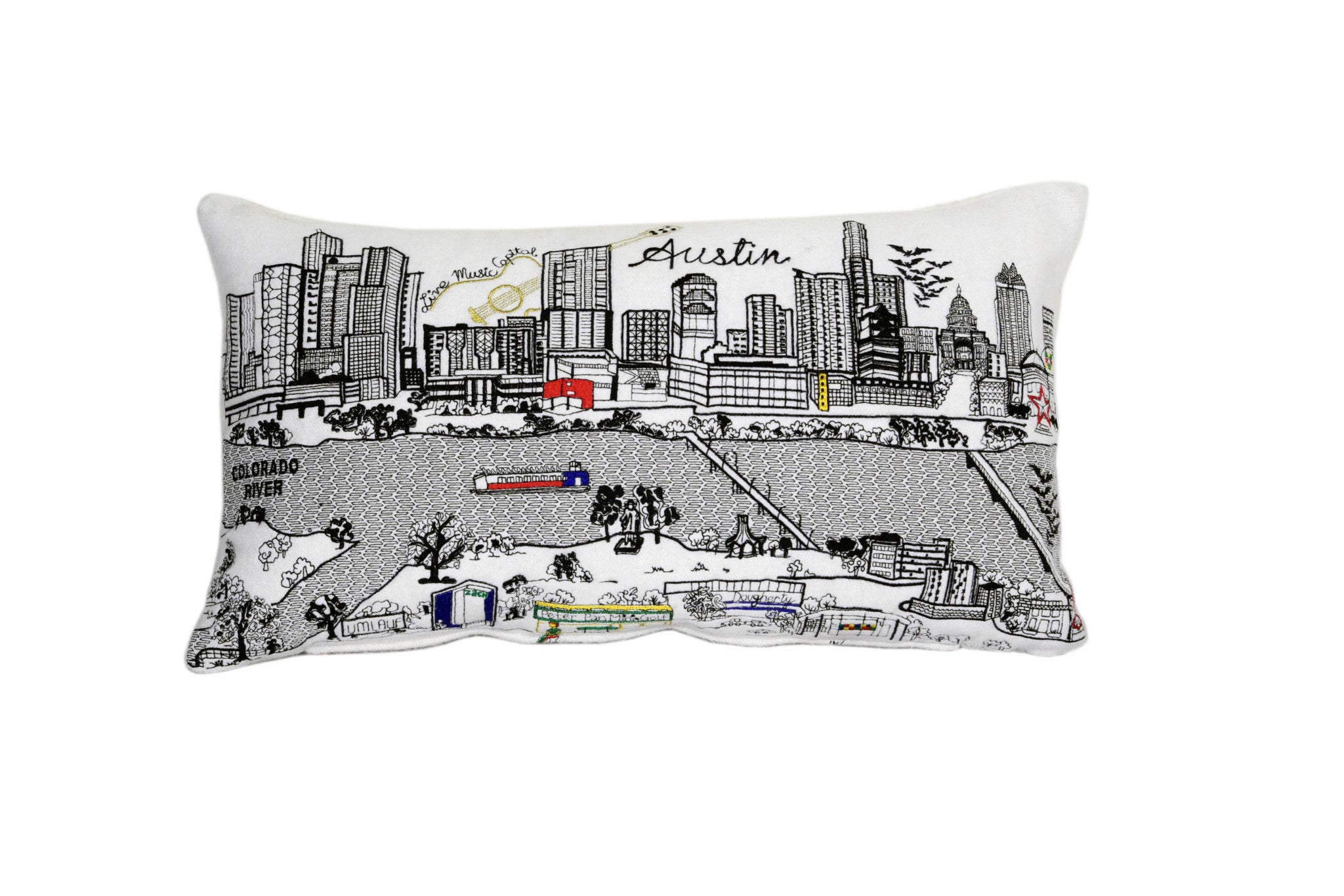 HomeRoots Cream 24' White Atlanta Daylight Skyline Lumbar Decorative Pillow