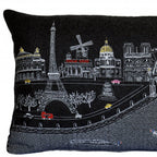 HomeRoots Grey 24' Black and White Paris Nighttime Skyline Standard Lumbar Decorative Pillow