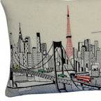HomeRoots Cream 24' White Tokyo Daylight Skyline Lumbar Decorative Pillow