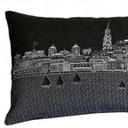 HomeRoots Grey 35' Black Charleston Nighttime Skyline Lumbar Decorative Pillow