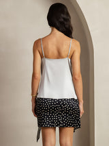 [Silver] SilkSilky  Spaghetti Strap Cowl Neck Camisole Top 002