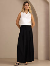 [White] SilkSilky  Sleeveless Lapel Collar Women's Shirts 007