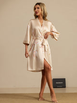 [Champagne] SilkSilky  3/4 Sleeve Women's Robe 007