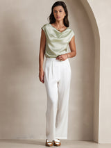 [Light Green] SilkSilky  Cap Sleeve Cowl Neck Women's T-Shirt 007