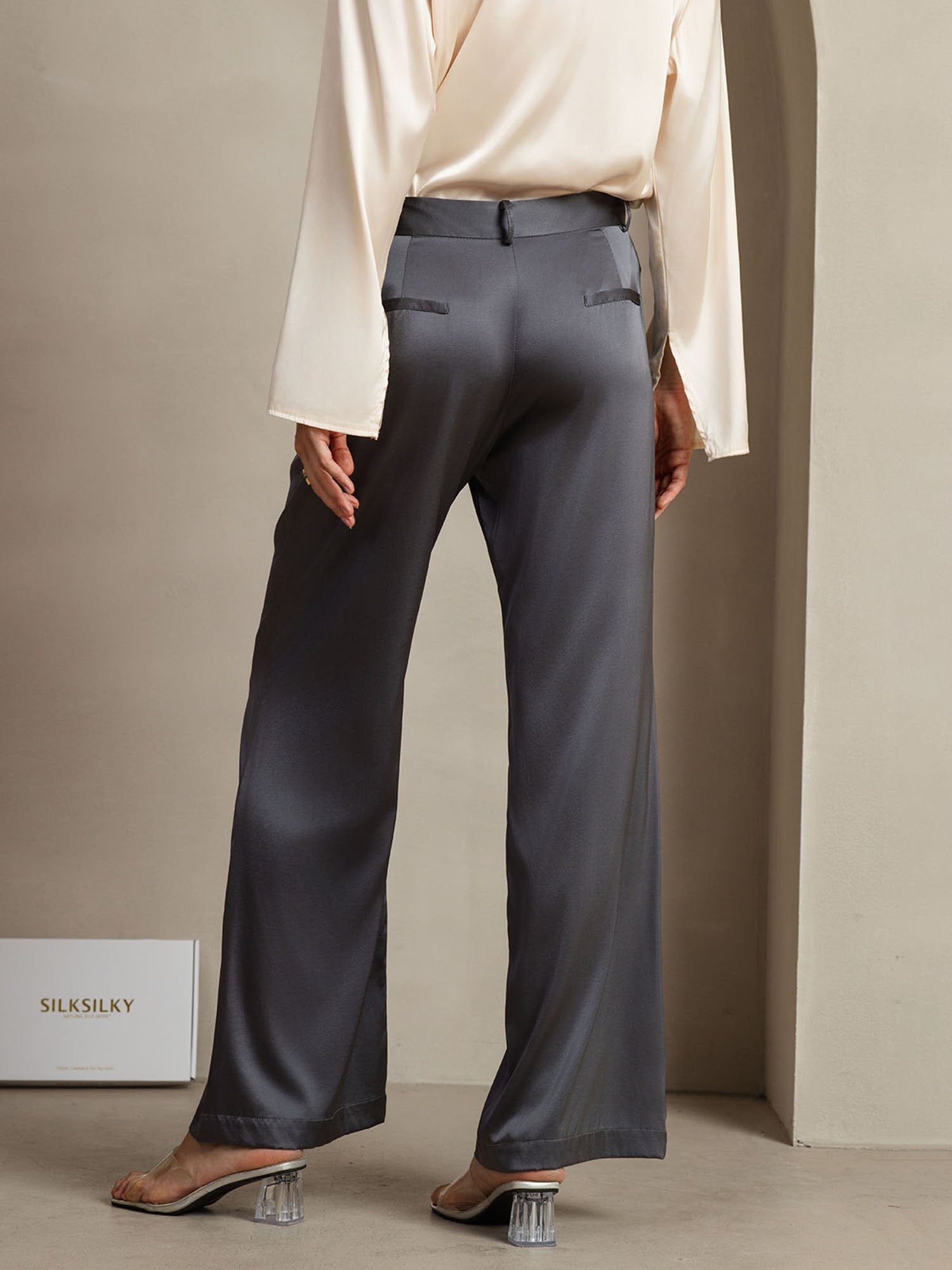 [Dark Gray] SilkSilky  19Momme Silk Womens Pants 002,