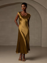 [Brown] SilkSilky  Cap Sleeve Dress 004
