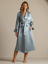 [Grayish Blue] SilkSilky  Long Sleeve Women's Robe 001