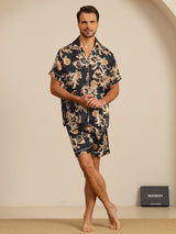 [Black Dragon] SilkSilky  Short Sleeve Lapel Collar Men's Pajamas 007