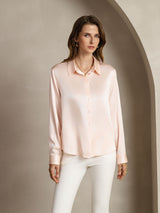 [Light Pink] SilkSilky  Long Sleeve Lapel Collar Women's Shirts 001