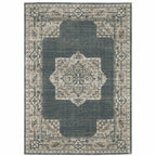 HomeRoots 508190 10 x 13 ft. Blue & Beige Oriental Power Loom Stain Resistant Rectangle Area Rug