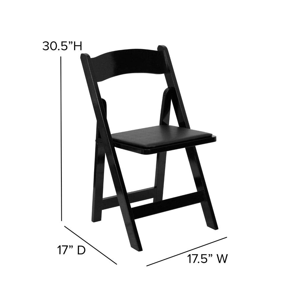 Flash Furniture 4 Pack Hercules Series Black Wood Folding Chair With Vinyl Padded Seat