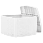 vidaXL Outdoor Side Table Patio End Coffee Table with Storage Plastic White