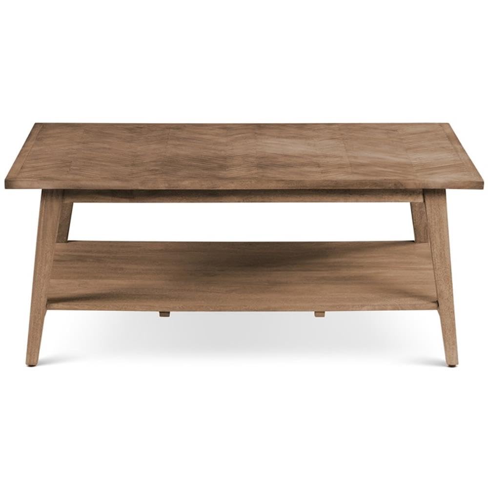 Steve Silver Milani Solid Wood Herringbone Pattern, Mid-Century Modern Styling, Natural Finish Cocktail Table, 47 x 28 x 20