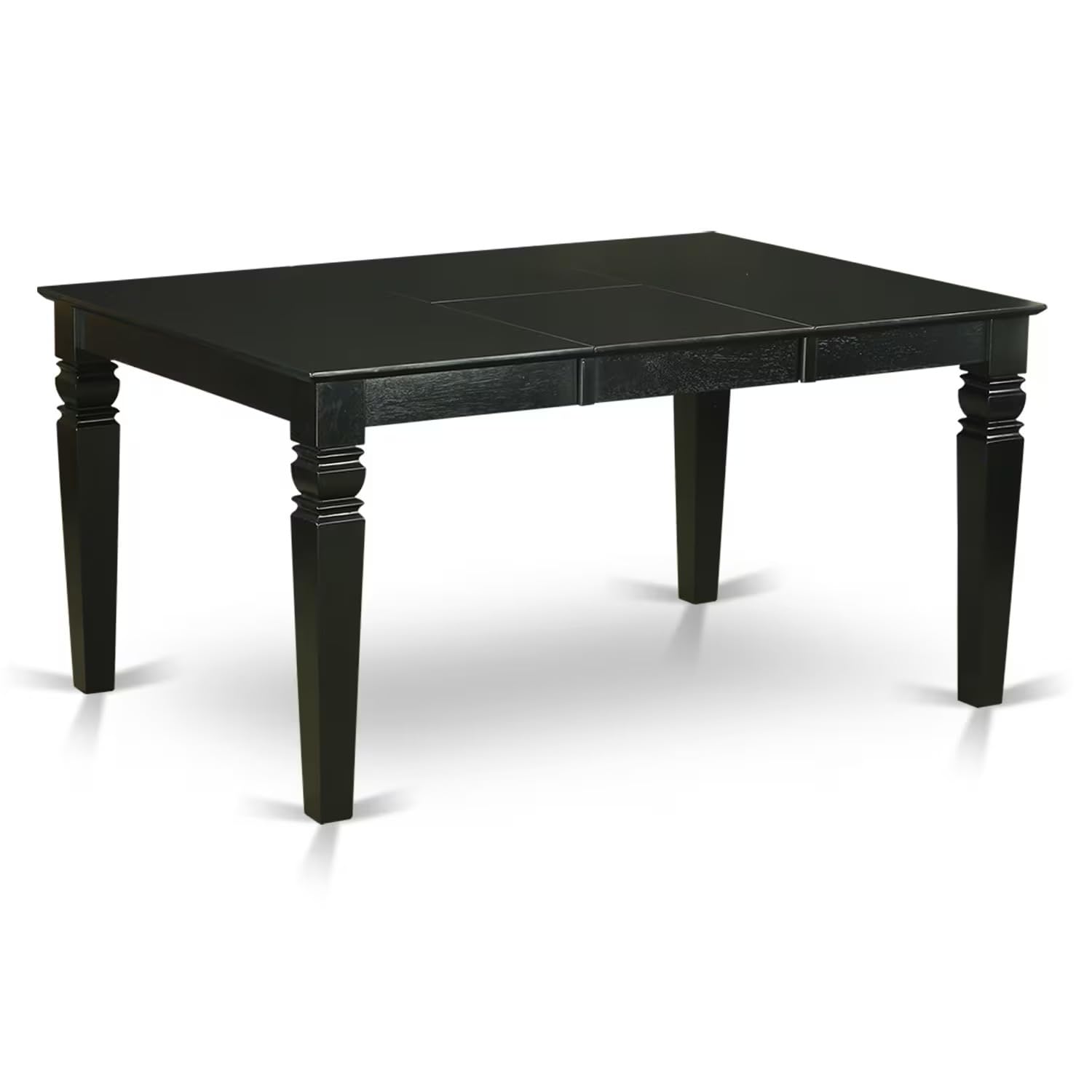 East West Furniture WEEN7-BLK-69 7 Piece Dining Table Set Consist of a Rectangle Dining Room Table with Butterfly Leaf and 6 Black Faux Leather Upholstered Chairs, 42x60 Inch, Black