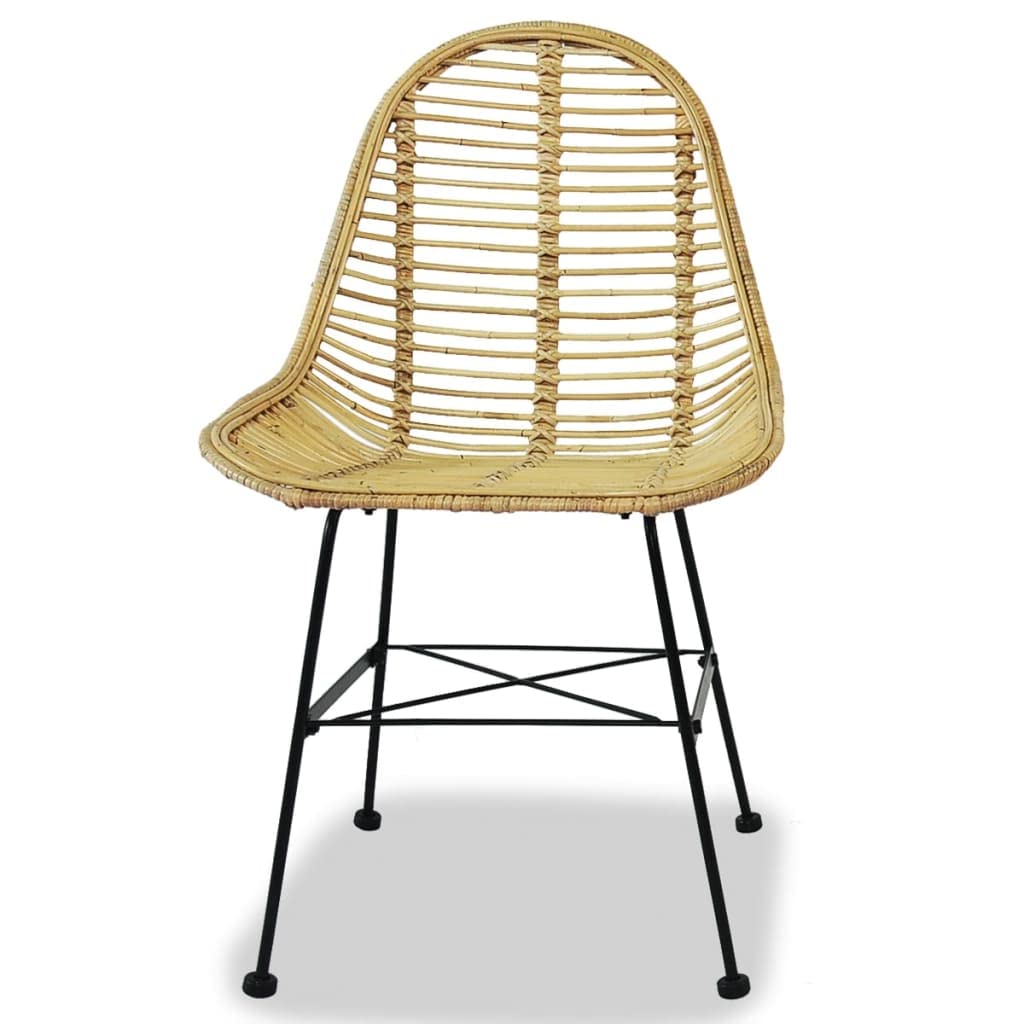 vidaXL Dining Chairs 2 pcs Natural Rattan