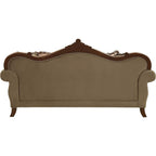 Acme Mehadi Velvet Upholstered Sofa with 8 Pillows in Walnut