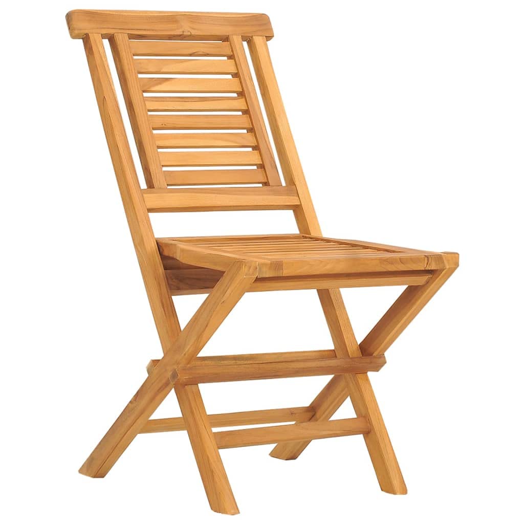 vidaXL Folding Patio Chairs - Solid Teak Wood with Waterbase Finish - Comfortable Backrest, Slatted Design - Set of 6