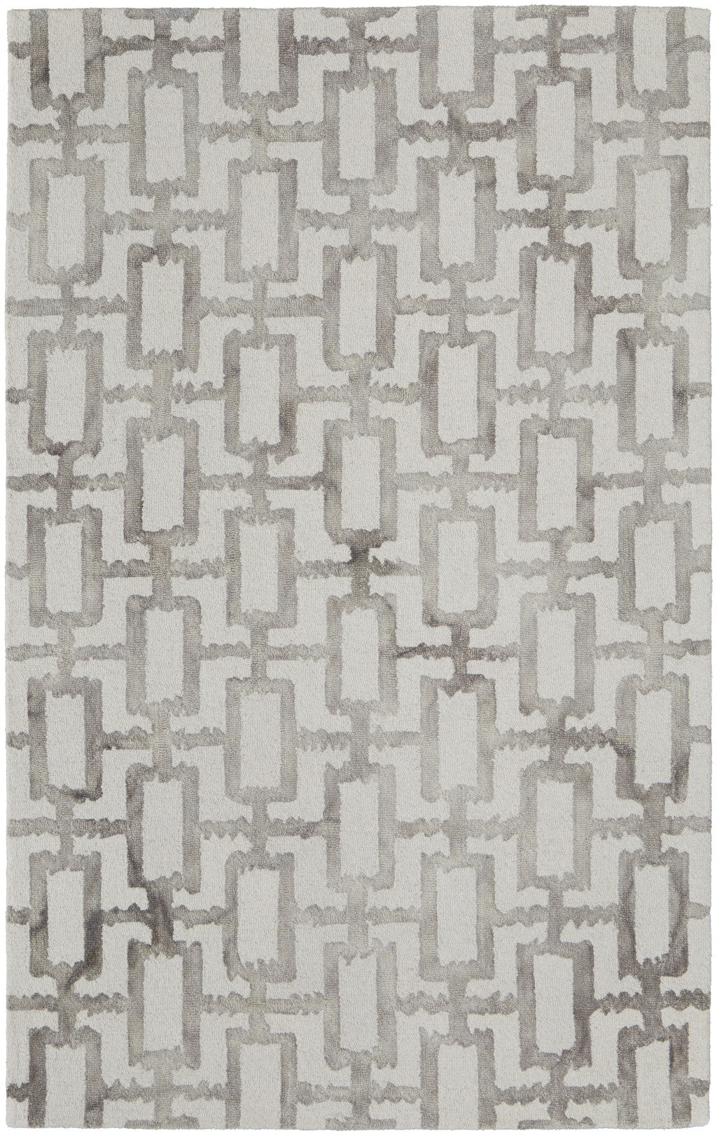HomeRoots 511106 8 x 11 ft. Ivory & Taupe Wool Geometric Hand Tufted Handmade Rectangle Area Rug, Rectangular