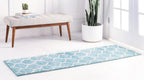 Unique Loom Trellis Frieze Collection Area Rug - Rounded (2' X 6' 1'' Runner, Light Blue/ Ivory)