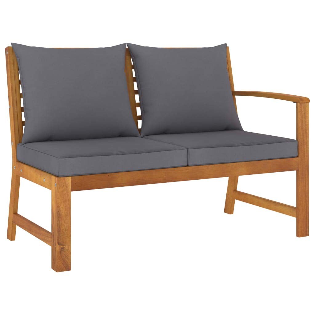 vidaXL Modern Patio Lounge Set - 9 Piece Outdoor Living with Cushions, Solid Acacia Wood Construction, Dark Gray - Includes Benches, Corner & Middle Sofas, Coffee Table