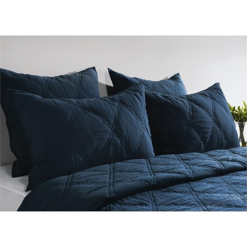 Kosas Home Casi 20X26 Belgian Flax Linen Fabric Standard Sham In Midnight Blue