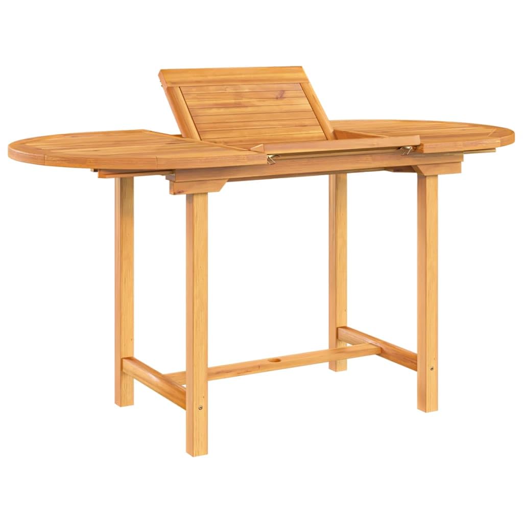 vidaXL Extendable Solid Teak Wood Patio Table 43.3"-63"x31.5"x29.5" - Weather Resistant Garden Furniture with Parasol Hole and Easy-Clean Surface