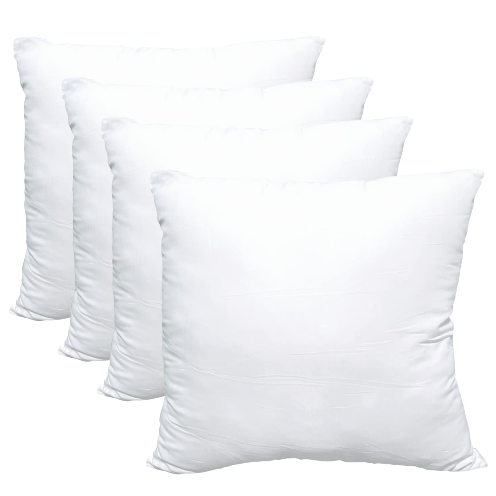Obruosci Luxury Pillow Inserts, Pack Of 4, 20 X 20 Inches Hypoallergenic Ultra Soft White Polyester Microfiber Durable Couch Cus