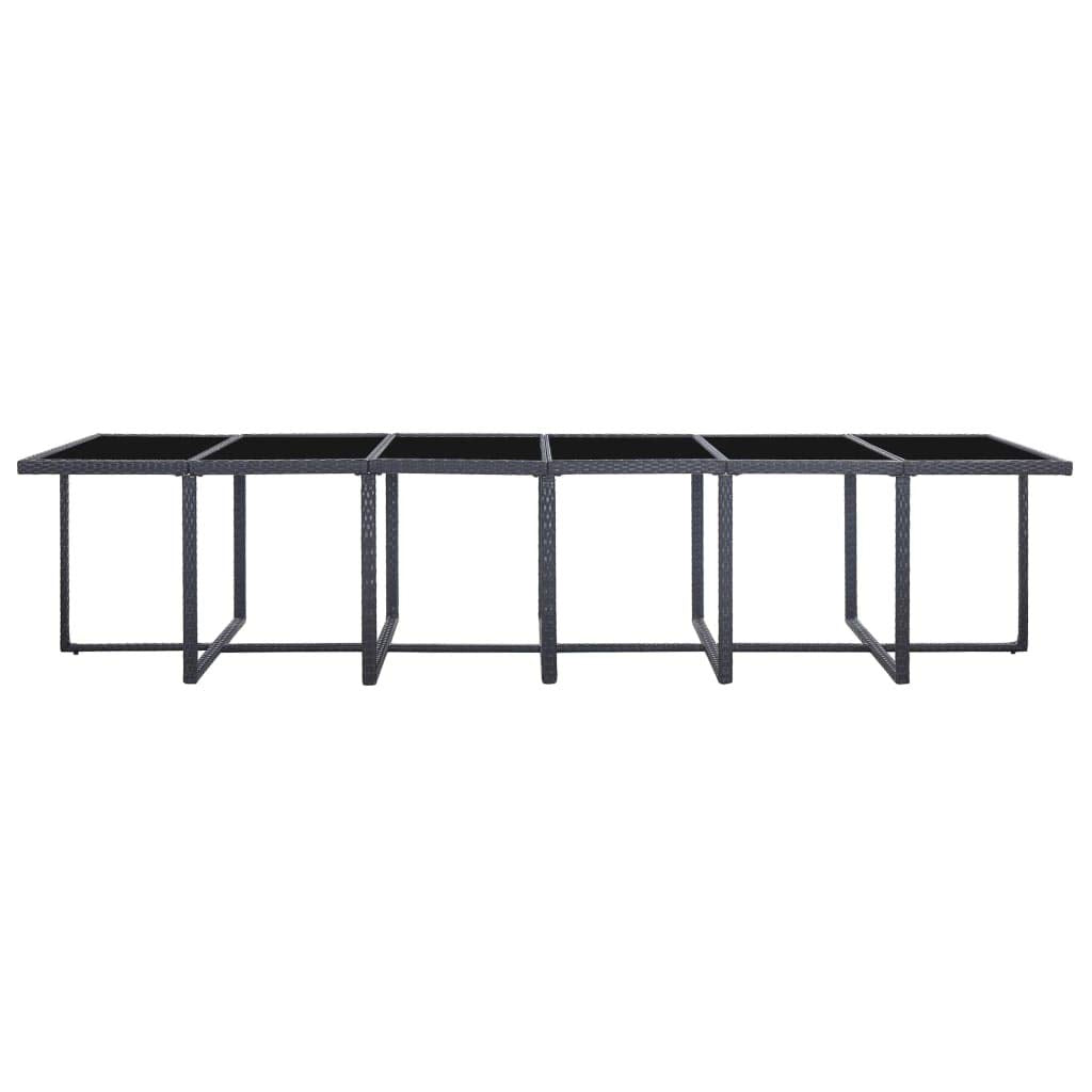 JeeKan 17 Piece Outdoor Dining Set with Cushions Poly Rattan Black