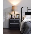 Acme Jabir 2-Drawer Wooden Accent Table in Black and Silver