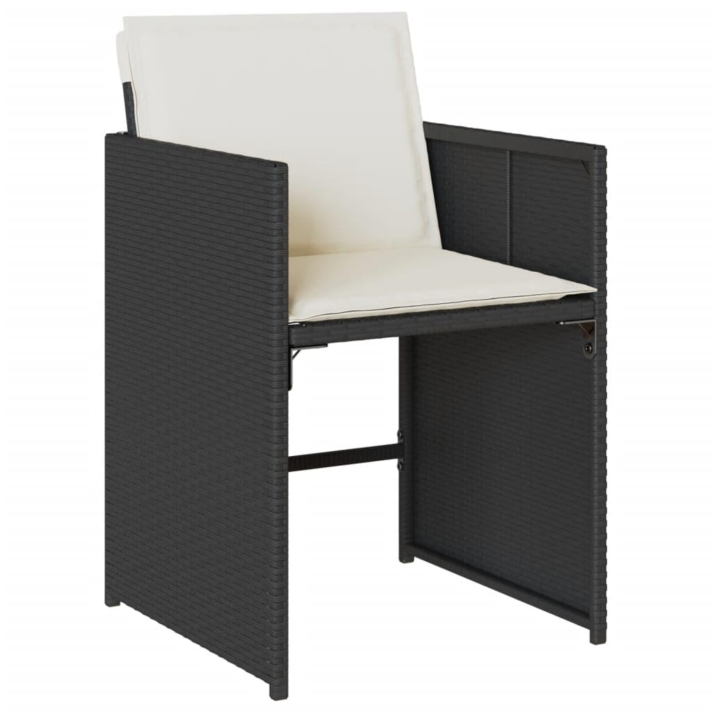 vidaXL Garden Chairs with Cushions 4 Pieces Black Polyrattan