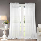 Dreaming Casa Solid Sheer Curtains Draperies White Rod Pocket 2 Panels 100'' W x 102'' L