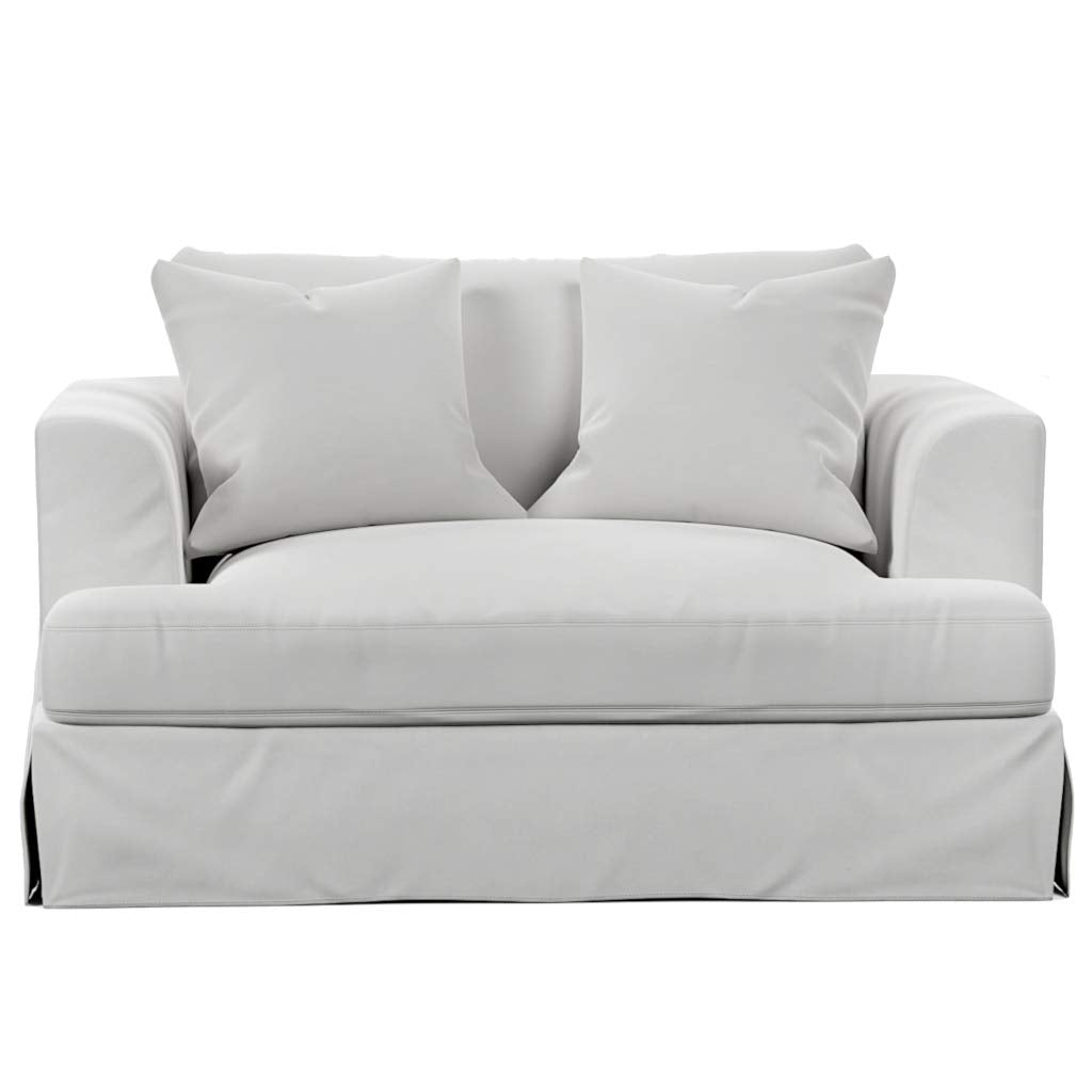 Sunset Trading Newport Slipcovered Chair and Half, Oversized 52" Wide, Performance Fabric White
