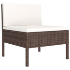 vidaXL Weather-Resistant Patio Chairs – Outdoor Furniture in Brown with Cream White Cushions – Pack of 3 – Sturdy Steel and Poly Rattan