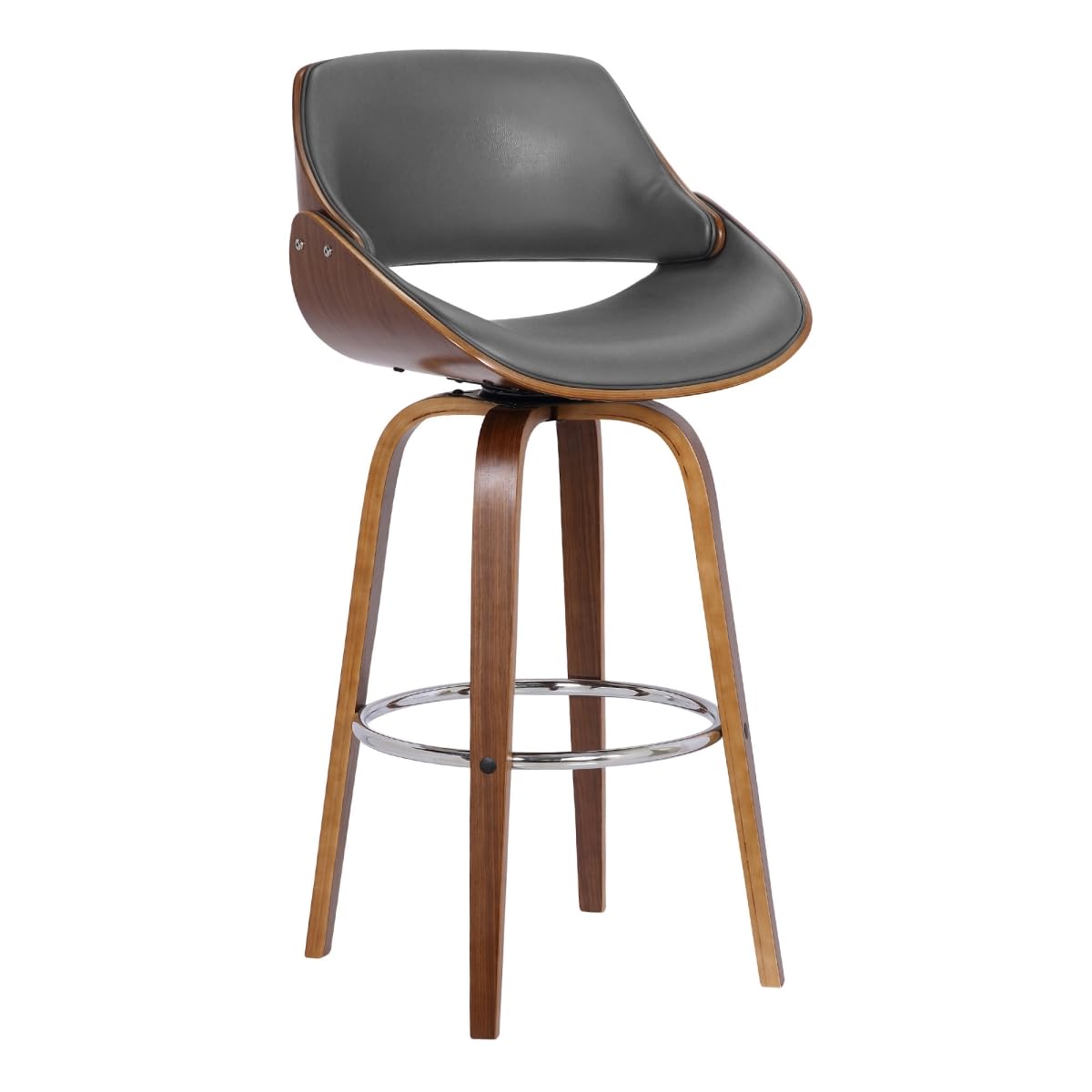 HomeRoots 477167 37.5 x 20.5 x 19.5 in. Gray Faux Leather & Iron Swivel Counter Height Bar Chair