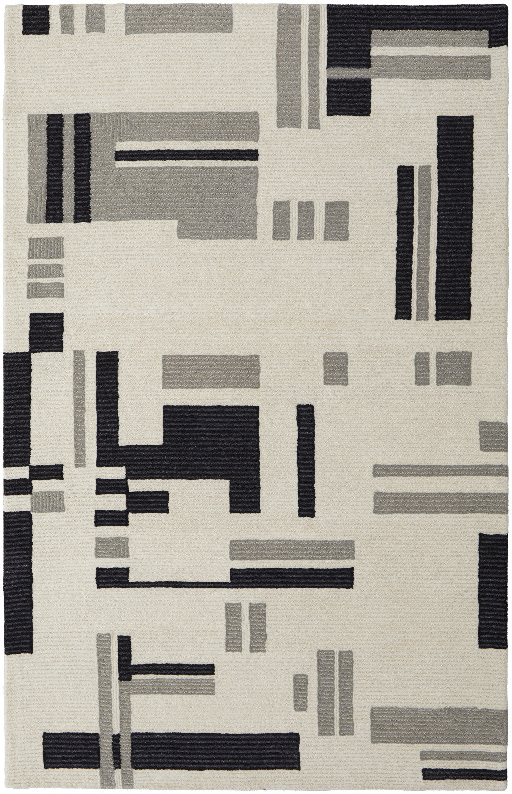 HomeRoots 514402 8 x 10 ft. Ivory & Taupe Wool Abstract Hand Tufted Handmade Rectangle Area Rug, Rectangular