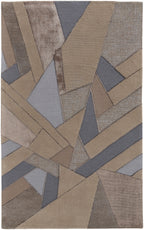 HomeRoots 514600 9 x 12 ft. Tan Brown & Blue Wool Geometric Hand Tufted Handmade Rectangle Area Rug