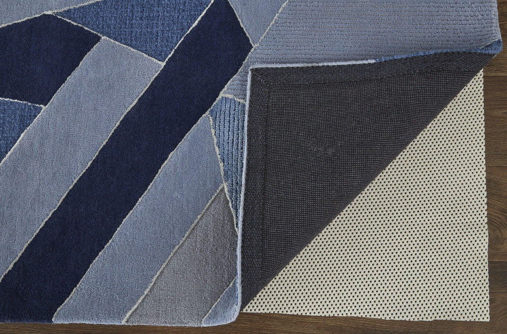 HomeRoots 514606 8 x 10 ft. Blue & Silver Wool Geometric Tufted Handmade Area Rug