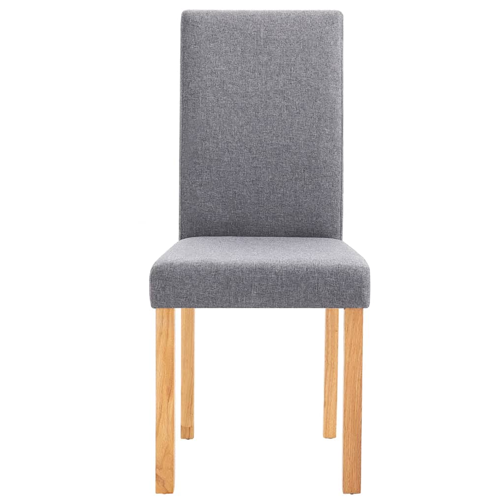 vidaXL Set of 2 Dining Chairs - Elegant and Timeless Design in Light Gray Fabric - Comfortable Seating Experience - Solid Wooden Legs for Durability